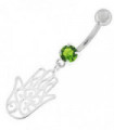Silver Hamsa Hand Belly Ring