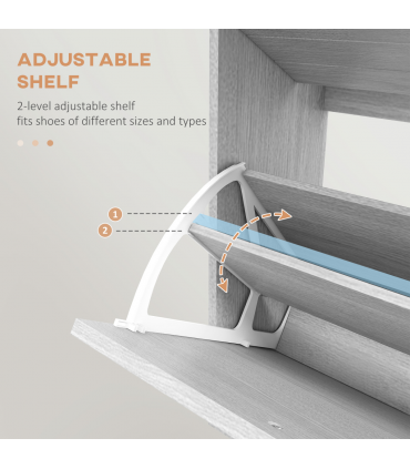 HOMCOM Slim Shoe Storage Cabinet with 3 Flip Drawers for 12 Pair of Shoes