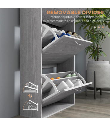 HOMCOM Slim Shoe Storage Cabinet with 3 Flip Drawers for 12 Pair of Shoes