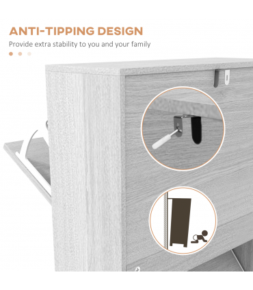 HOMCOM Slim Shoe Storage Cabinet with 3 Flip Drawers for 12 Pair of Shoes