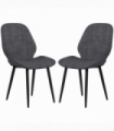 HOMCOM Dining Chairs Set of 2, Upholstered Kitchen Chairs with Metal Legs, Grey