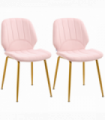 HOMCOM Modern Dining Chairs Set of 2 with Padded Seat and Steel Legs, Pink