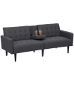 Upholstered Sofa bed 3 Seater Home Theater Futon Recliner with Cupholders Grey