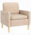 HOMCOM Modern Armchair Upholstered Accent Chair for Bedroom Home Office Beige