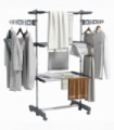 HOMCOM 3-Tier Large Clothes Airer Stainless Steel Clothes Drying Rack Grey