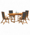 vidaXL 5 Piece Garden Dining Set Solid Wood Acacia and Textilene
