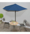 vidaXL Balcony Parasol with Aluminium Pole Blue 270x144x222 cm Half