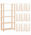 5-Tier Storage Racks 10 pcs 80x38x170 cm Solid Pinewood 250 kg