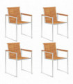 Garden Chairs 4 pcs Solid Acacia Wood and Stainless Steel