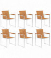 Garden Chairs 6 pcs Solid Acacia Wood and Stainless Steel