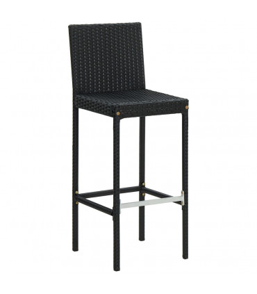 Garden Bar Stools with Cushions 4 pcs Black Poly Rattan