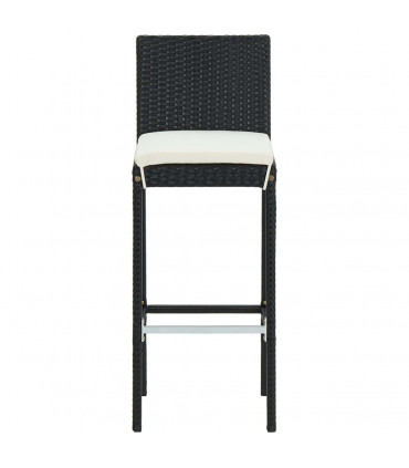 Garden Bar Stools with Cushions 4 pcs Black Poly Rattan