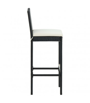 Garden Bar Stools with Cushions 4 pcs Black Poly Rattan