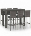 7 Piece Garden Bar Set with Cushions Poly Rattan Grey