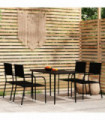 vidaXL 5 Piece Garden Dining Set Black