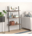 3-Tier Leaning Shelf Dark Brown and Black 64x34x116 cm