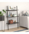 3-Tier Leaning Shelf Black 64x34x116 cm