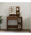 Dressing Table with LED Brown Oak 86.5x35x136 cm