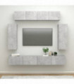 6 Piece TV Cabinet Set Concrete Grey Engineered Wood