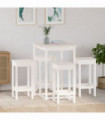 5 Piece Bar Set White Solid Wood Pine