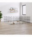 vidaXL 52-Panel Pet Cage with Door Black 35x35 cm Steel