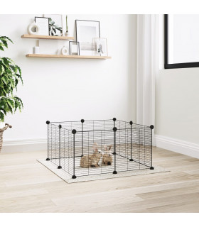 8-Panel Pet Cage Black 35x35 cm Steel
