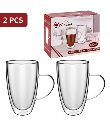 Double Wall Glasses Pivano Barware Clear 15.5 x 9 x 5.8 cm Borosilicate Glass