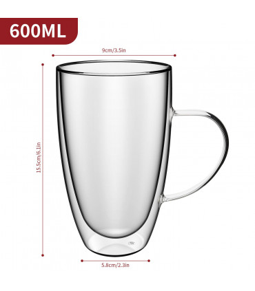Double Wall Glasses Pivano Barware Clear 15.5 x 9 x 5.8 cm Borosilicate Glass