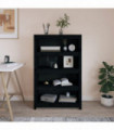 Book Cabinet Black 80x35x126 cm Solid Wood Pine