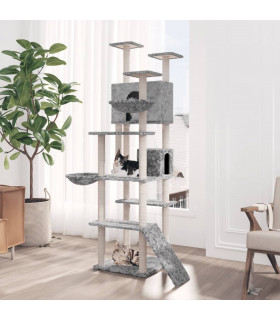 Cat Tree with Sisal Scratching Posts Light Grey 191 cm