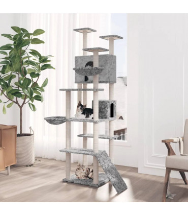 Cat Tree with Sisal Scratching Posts Light Grey 191 cm