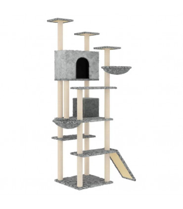 Cat Tree with Sisal Scratching Posts Light Grey 191 cm