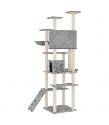 Cat Tree with Sisal Scratching Posts Light Grey 191 cm
