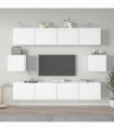 6 Piece TV Cabinet Set White Engineered Wood