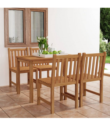 5 Piece Garden Dining Set Solid Teak Wood
