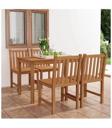 5 Piece Garden Dining Set Solid Teak Wood