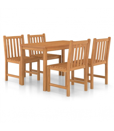 5 Piece Garden Dining Set Solid Teak Wood