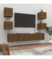 6 Piece TV Cabinet Set Brown Oak Engineered Wood