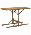 Garden Table Beige Solid Wood Acacia and Poly Rattan