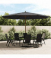 Garden Parasol with Wooden Pole Black 400x273 cm
