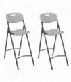 vidaXL Folding Bar Chairs 2 pcs HDPE and Steel White