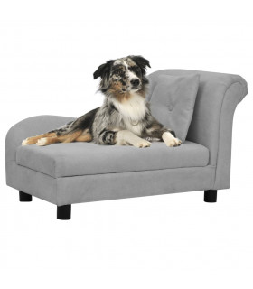 Dog Sofa with Pillow Grey 83x44x44 cm Plush