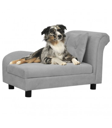 Dog Sofa with Pillow Grey 83x44x44 cm Plush