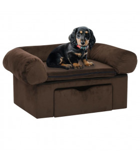 Dog Sofa with Drawer Brown 75x50x38 cm Plush