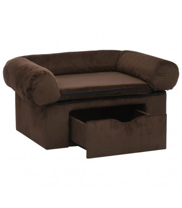 Dog Sofa with Drawer Brown 75x50x38 cm Plush