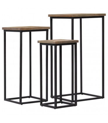 3 Piece Plant Table Set Reclaimed Teak