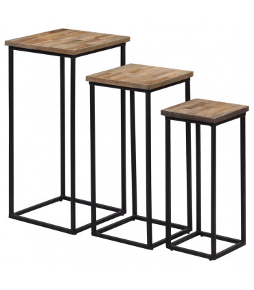 3 Piece Plant Table Set Reclaimed Teak