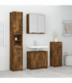 4 Piece Bathroom Cabinet Set Smoked Oak Engineered Wood