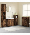 4 Piece Bathroom Furniture Set Smoked Oak Engineered Wood