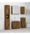 5 Piece Bathroom Cabinet Set Smoked Oak Engineered Wood